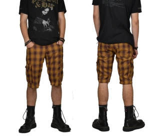 Punk kraťasy kapsáče - hnědovínové káro