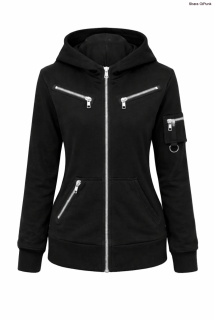 Punk mikina na zip s doplňky